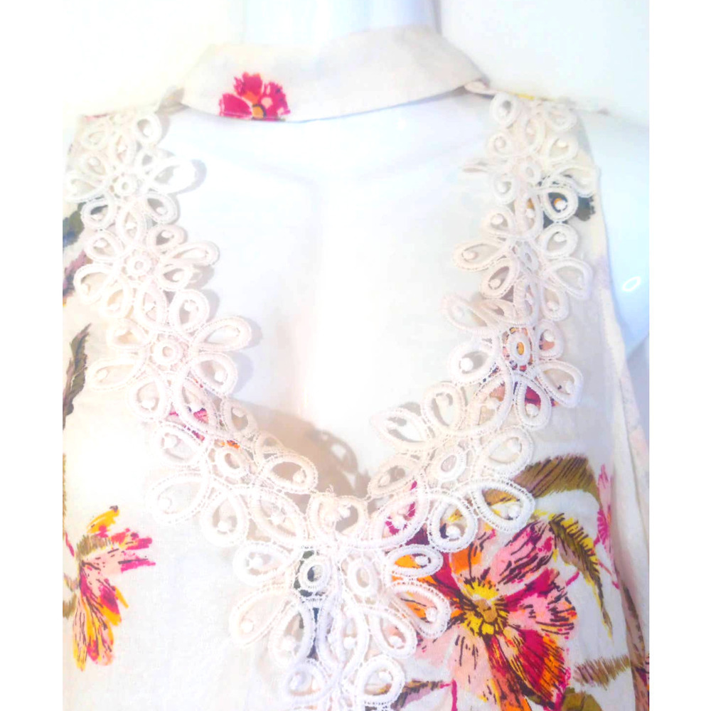 NWT Wonderly Women XS Floral Lace Cold Shoulder Long Sleeve Top Vintage Boho - Picture 2 of 7